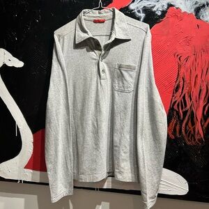 Prada Polo Shirt with Pocket Jersey Light grey chest logo size M